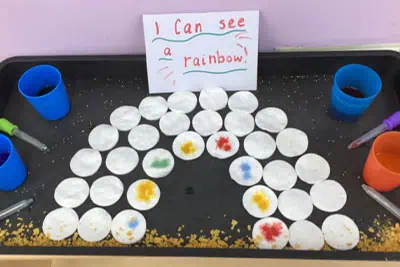 Colorful educational activity at Monkey Puzzle Day Nursery Enfield, promoting early learning and creativity in a stimulating environment.